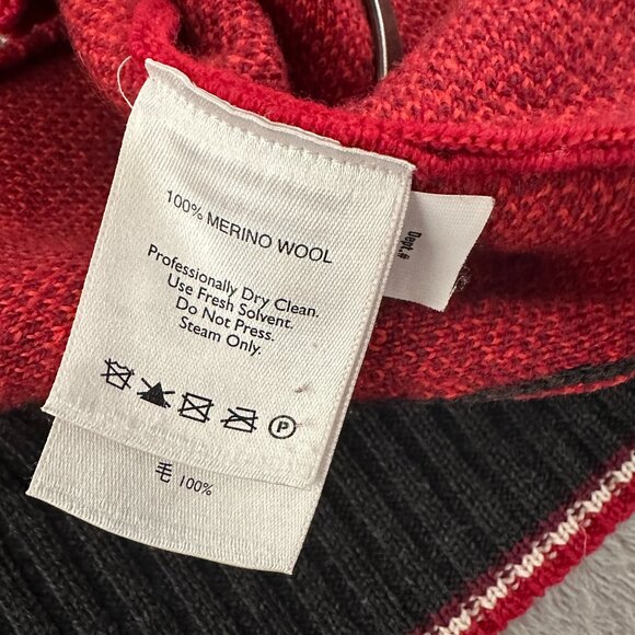 Eddie Bauer 100% Merino Wool Red Full Zip Sweater Women's MEDIUM Nordic - Picture 5 of 7